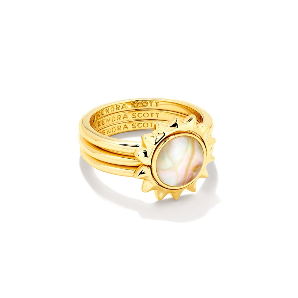 Sienna Gold Sun Ring Set in Iridescent Abalone